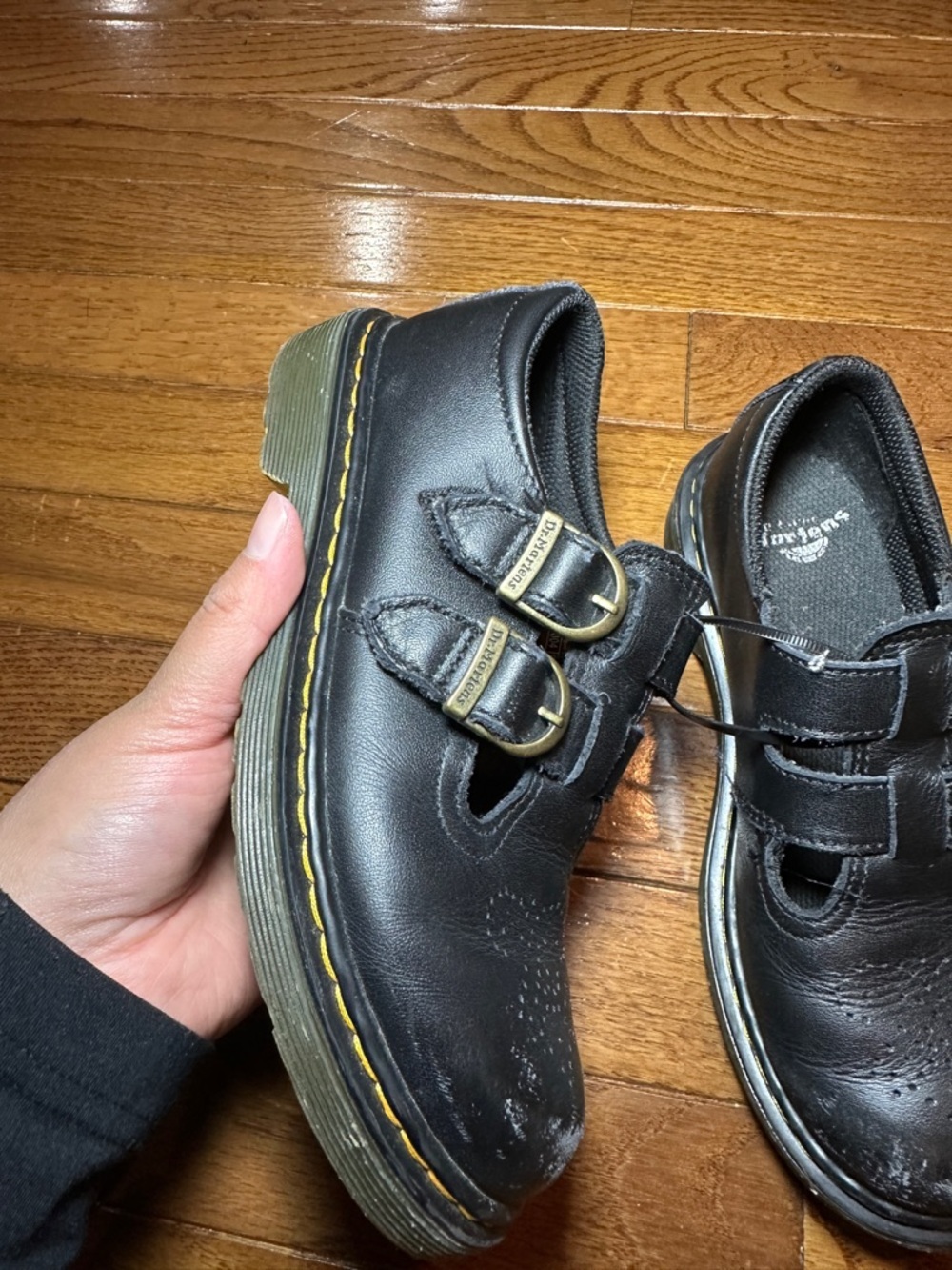 Dr. Martens Black Double-Buckle Mary Jane Shoes Kids US 2 - Picture 2 of 12